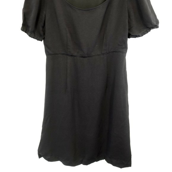 CLUB MONACO Navy Blue Shift Midi Dress 8 MEDIUM Puff Sleeve Scoop Neck A-line - Picture 5 of 13